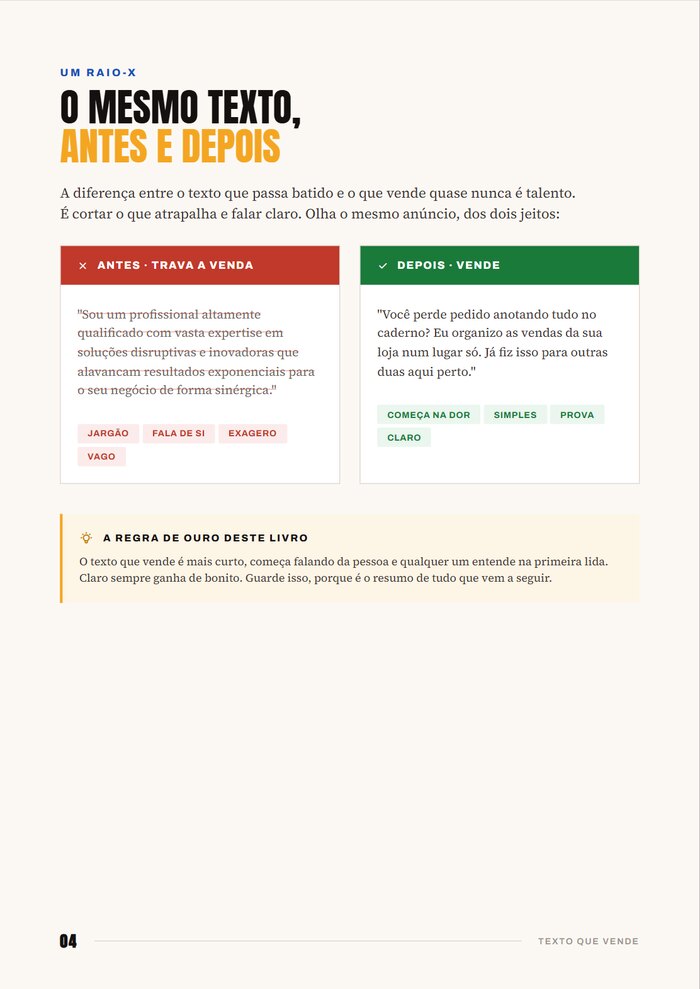 Antes e depois de texto